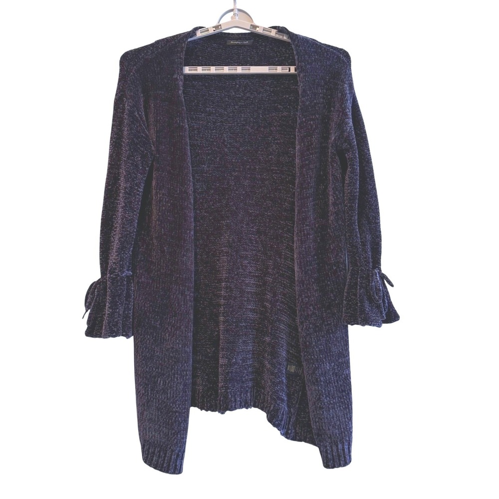 Anthropologie Womens One Size Dark Navy Chenille Open Front Cardigan